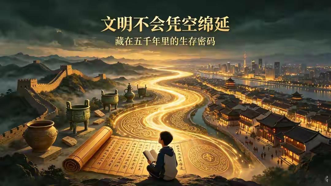 华夏文明从未中断，藏着刻在血脉里的生存智慧：山河屏障护佑文明根基，和而不同的包容