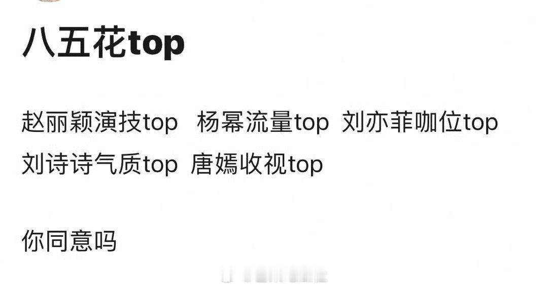 #网友评流量花咖位#快来看！！网友也给85花排名了！！有网友评流量花咖位，依次是
