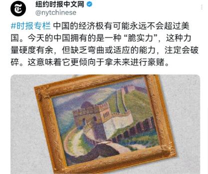 美媒出来给我们泼冷水了！5 月 13 日《纽约时报》抛出一套离谱论调。公然唱衰我