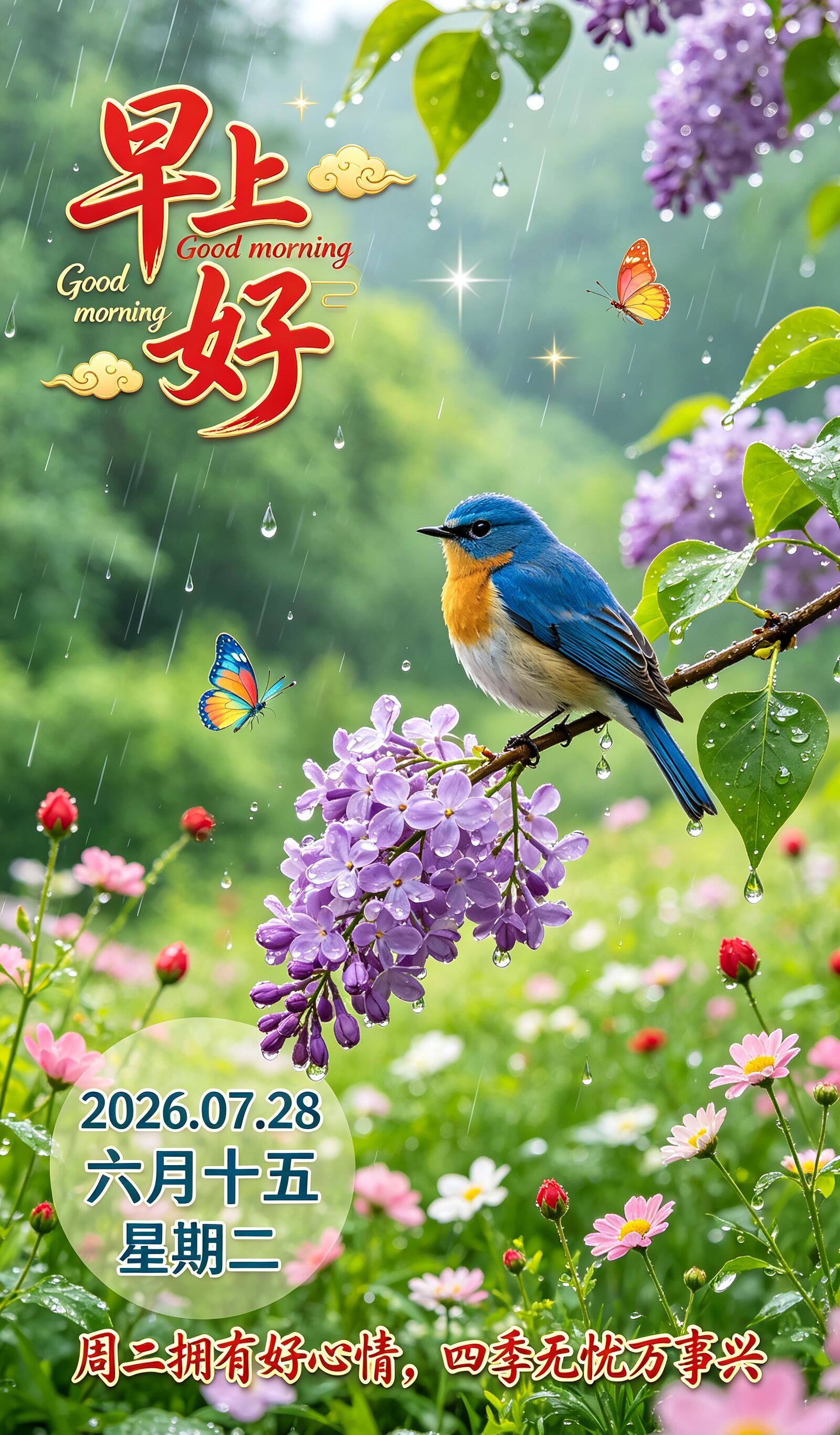 2026.7.28周二早安祝福图片海报壁纸拿图吱一声噢～ 