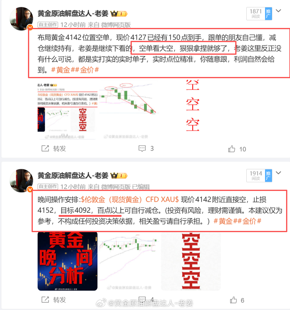 实时通知、提前分析、系统止盈500点：布局4142位置空单，在4092精准系统止