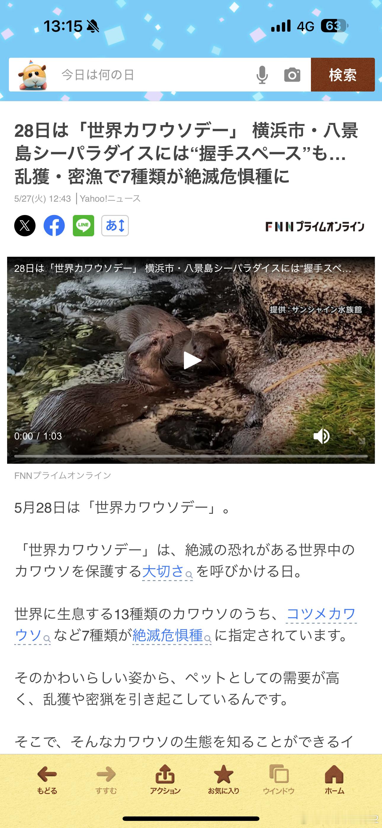 世界水獭日 5月28号是世界水獭🦦日[开学季]世界上现在13种水獭中7种为濒危
