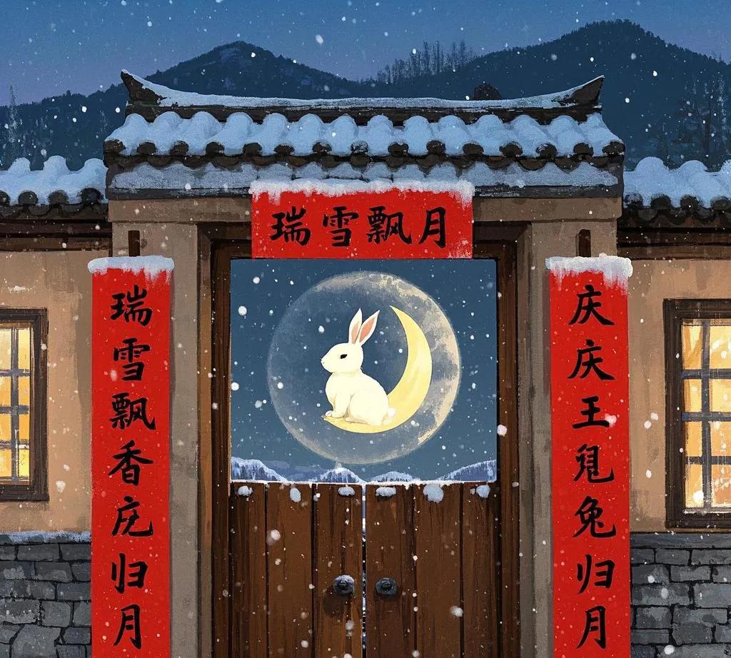 下联：祥梅绽艳迎金龙贺春
 
横批：福满人间
 
解析：上联中“瑞雪飘香”描绘了