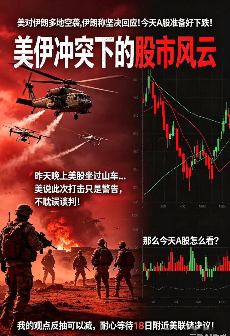 美对伊朗多地空袭,伊朗称坚决回应!今天A股准备好下跌！       昨天晚上美股