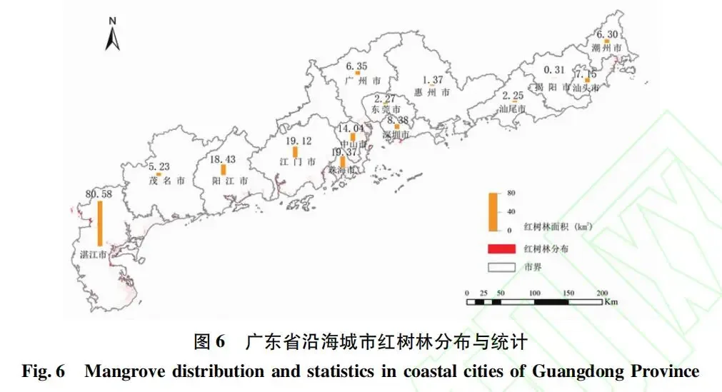 广东省沿海城市红树林分布与统计