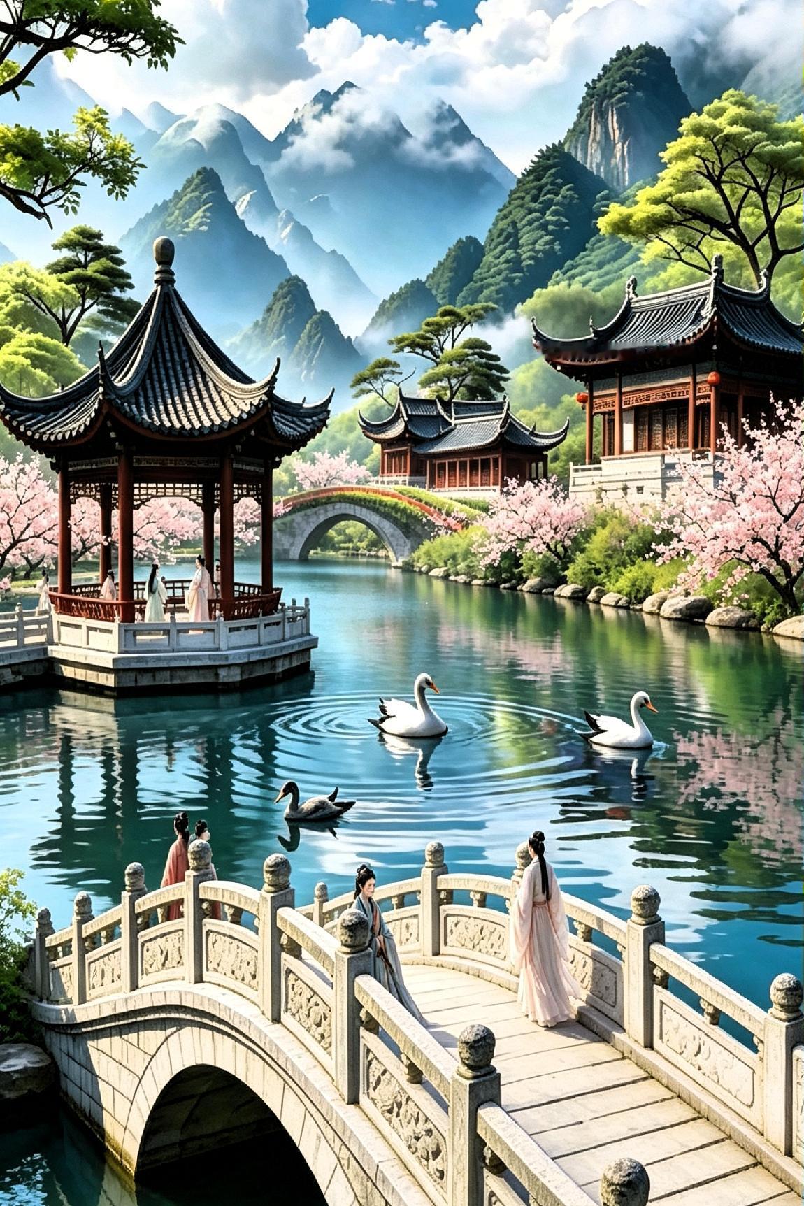 —— 《小乔湖亭》古风意境


一湖澄碧映亭台，千古佳人入梦来。
 
湖风漫拂烟
