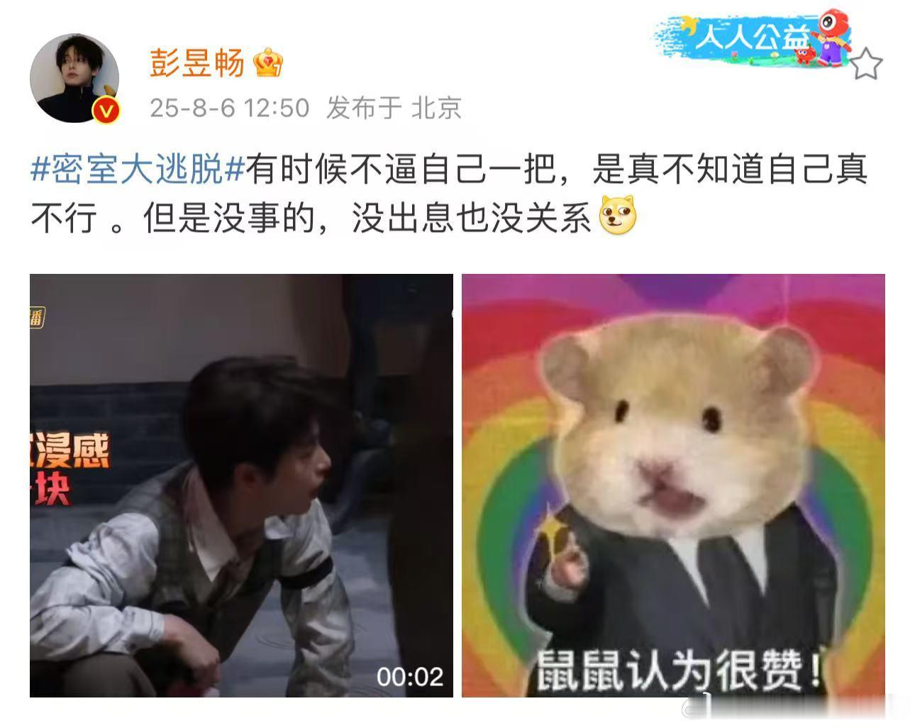 彭昱畅是真不知道自己真不行彭昱畅没出息也没关系彭昱畅不逼自己一把是真不知道自己不