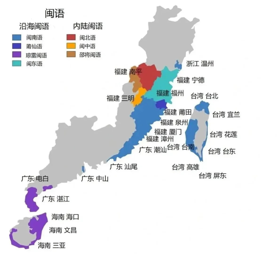 你知道闽语包括哪几种？闽语不只是福建在用