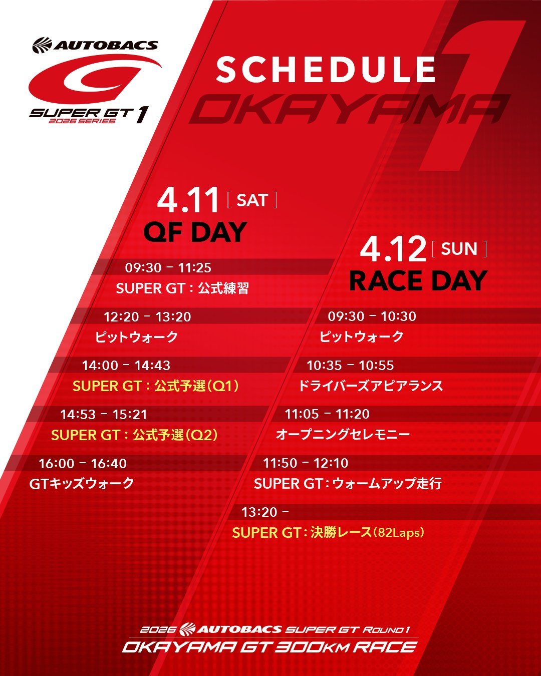 2026赛季Super GT冈山300公里大赛预告~继上周的Super Form