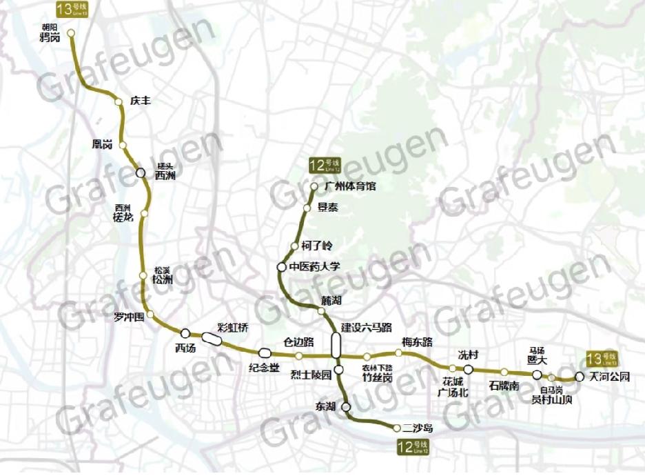 13号线二期车站初定名称公示，多站有变
白马岗→员村山顶
马场→暨大
农林下路→