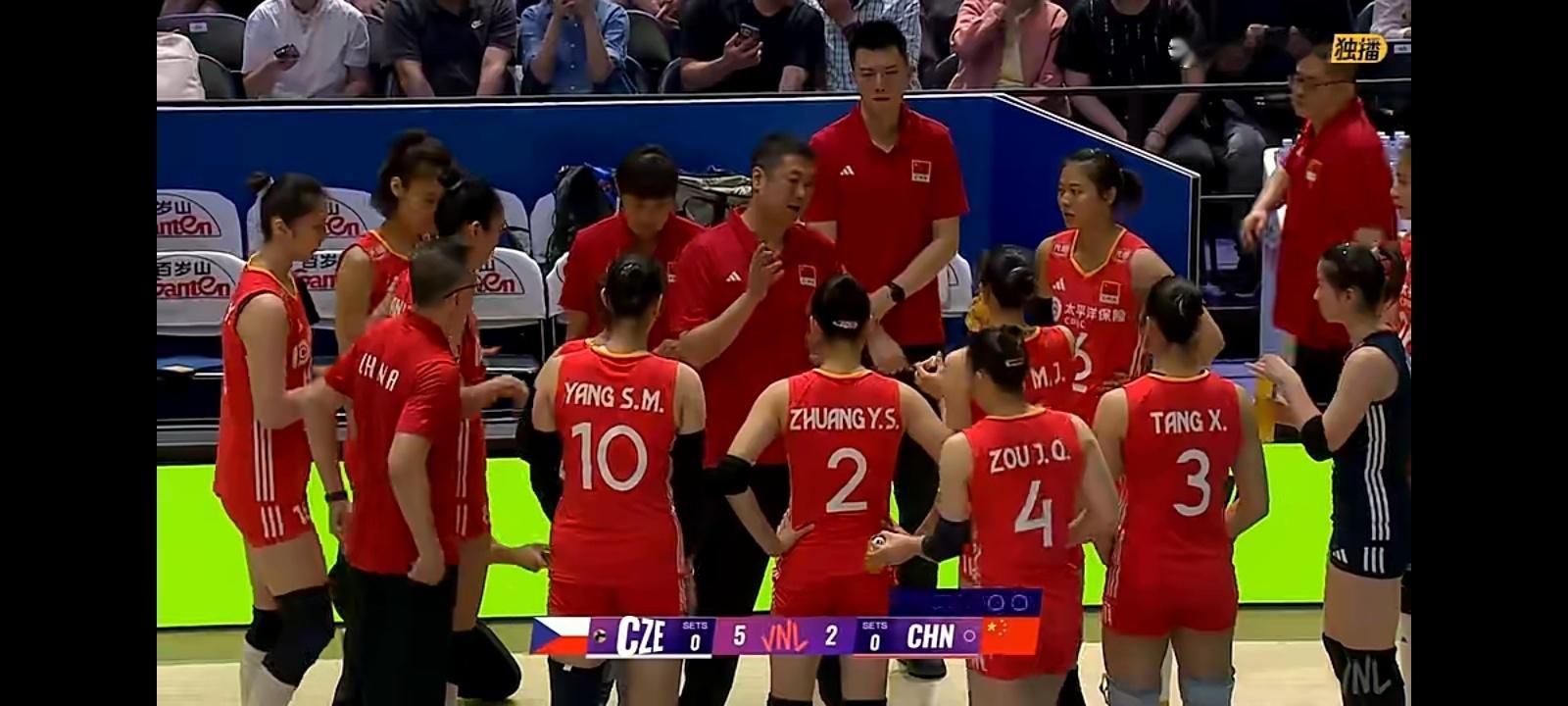中国女排vs捷克女排2025世界女排联赛 今天中国队首发，江苏球员有5个[赞]，
