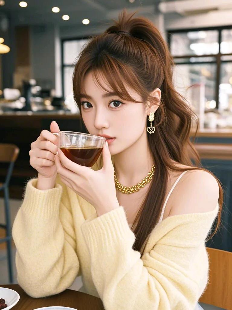 美人含笑倚窗纱老#佳人丽质风采显# 轻吟浅唱醉流年#甜美时尚穿搭