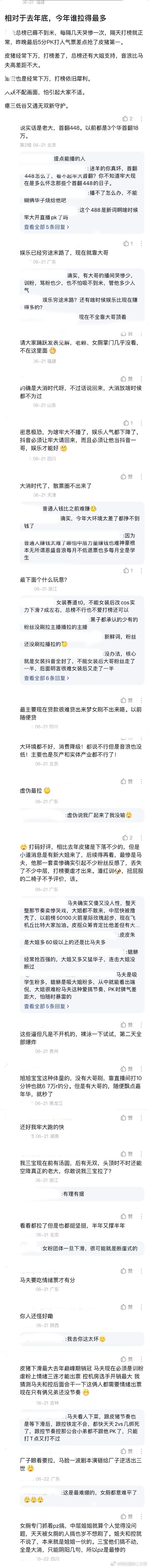 ：2026年6.22、6.23吃瓜部分总结🍉【个播篇（八）】如图，网友：相对于