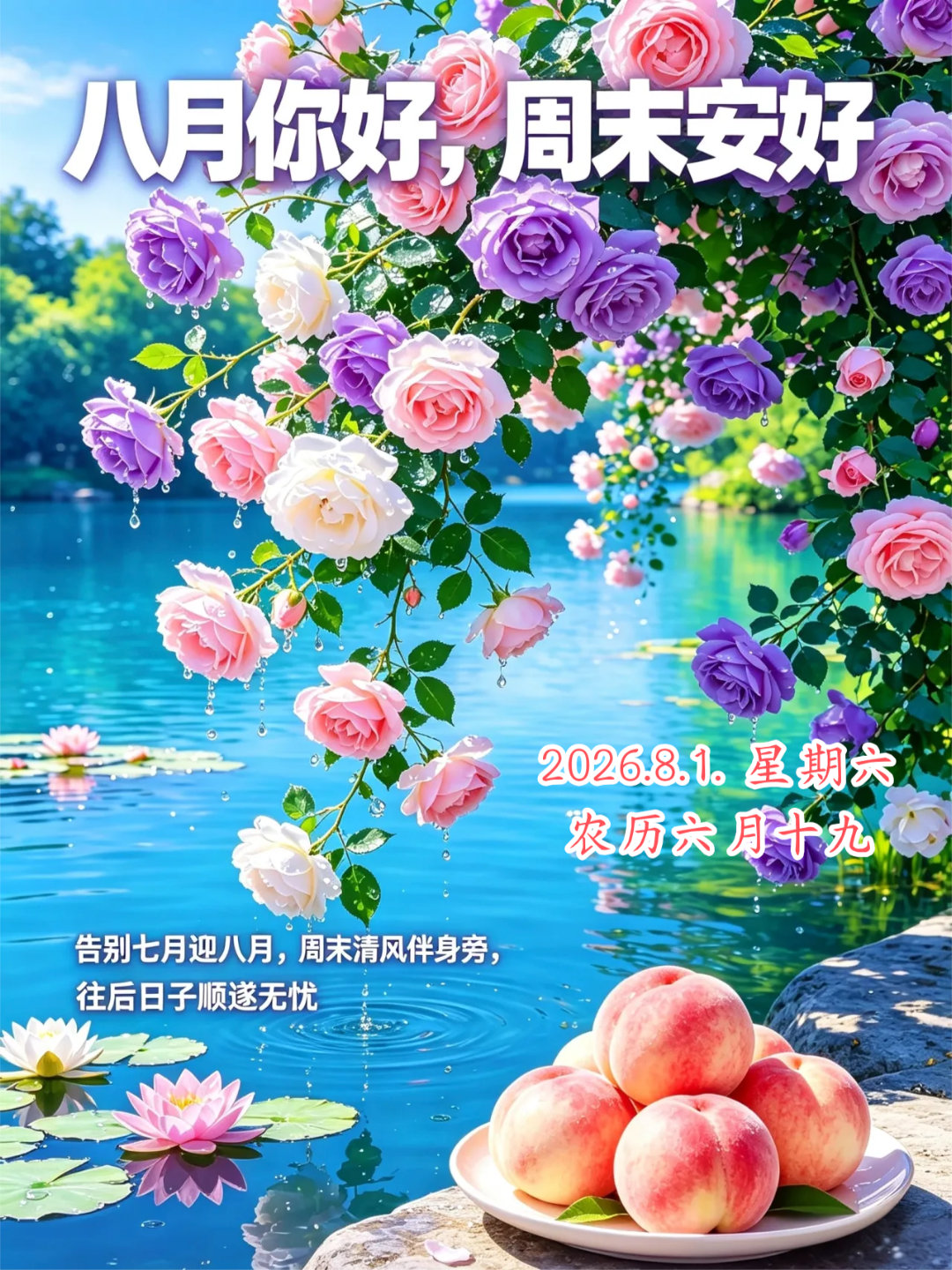 🍎今天是8月第一天。建军节，向最可爱的人致敬💝！8月是盛夏的尾巴，也是秋天悄