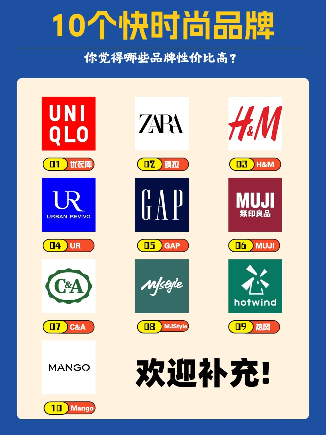 30秒带你认识十个快时尚品牌🏷最爱哪个