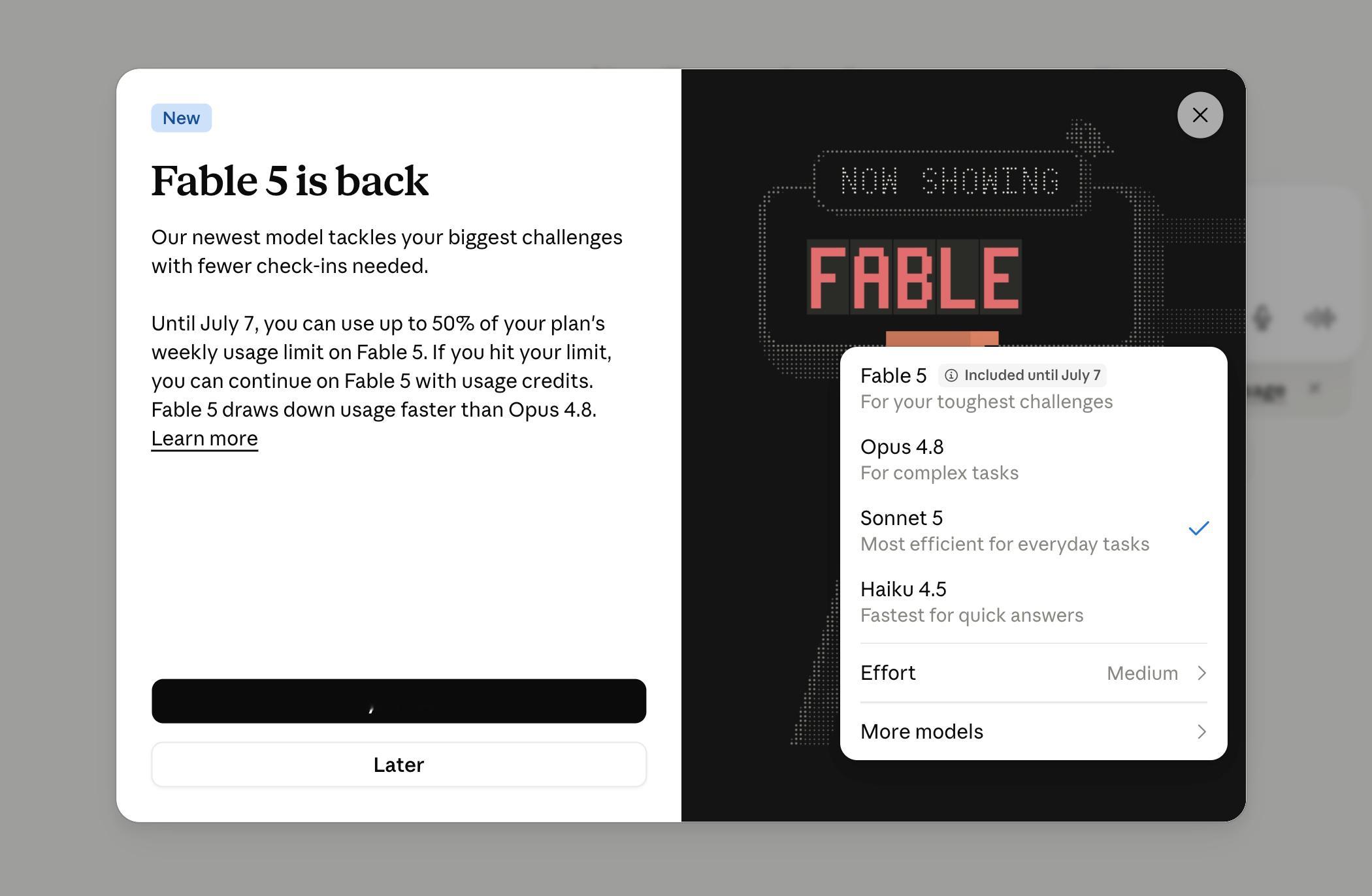 Fable 5 已经可以用了 