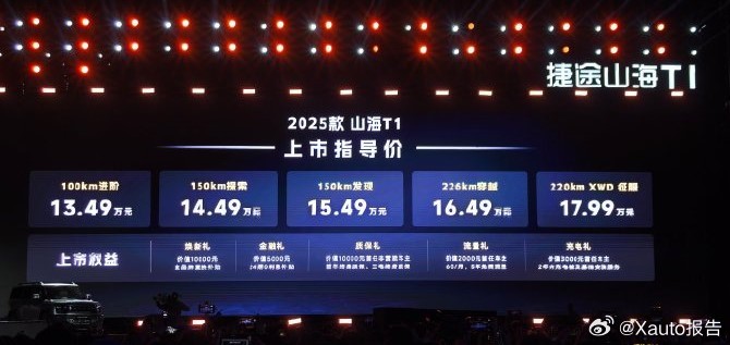 2025款捷途山海T1正式上市5月26日，捷途汽车2025款捷途山海T1正式上市