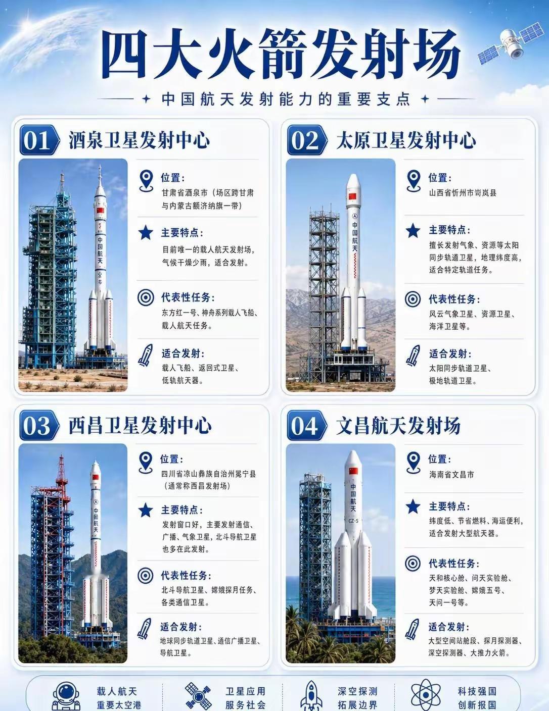 原来我国有四大卫星发射基地哦