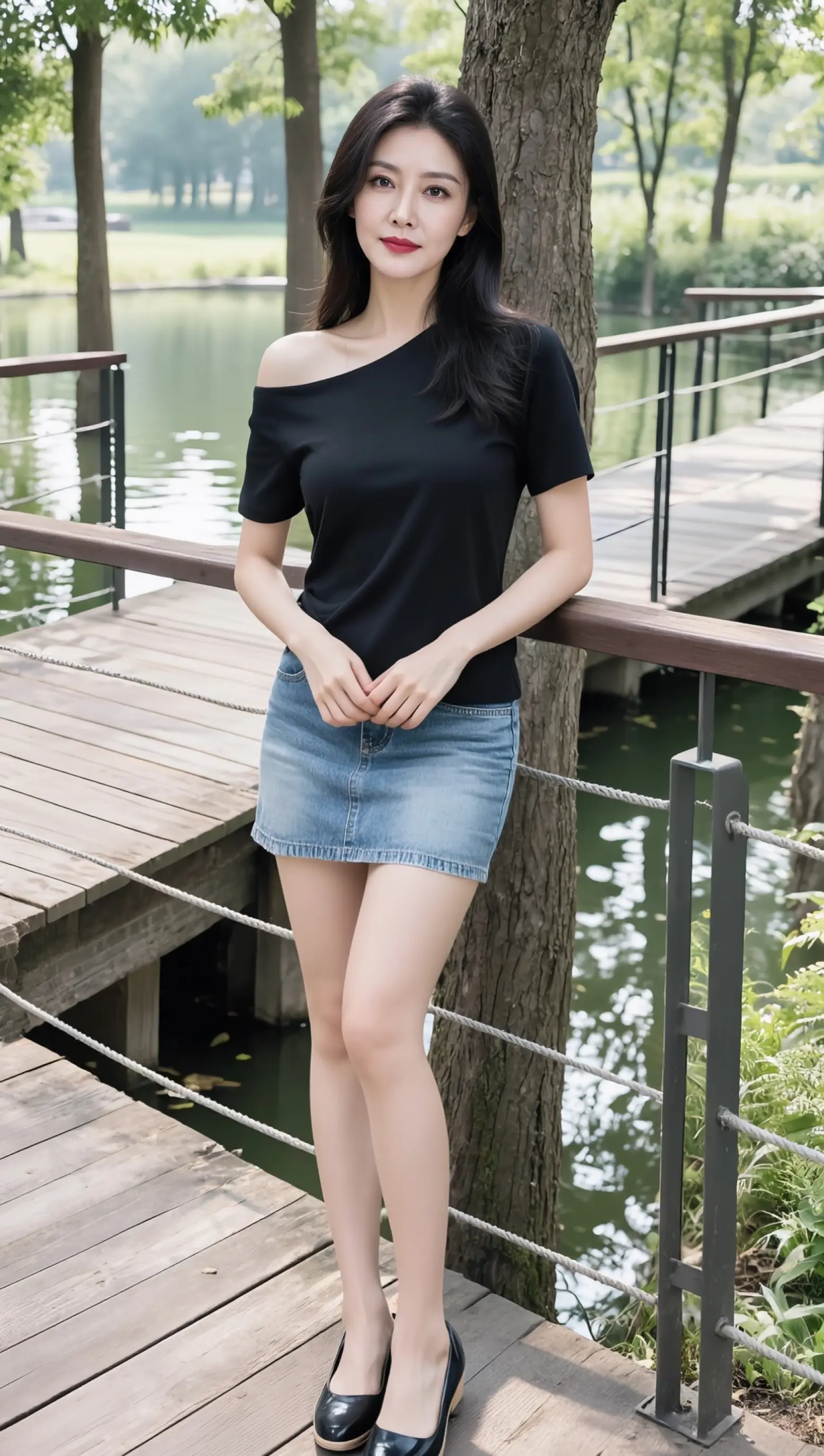 AI湖畔单肩写真 ai创作