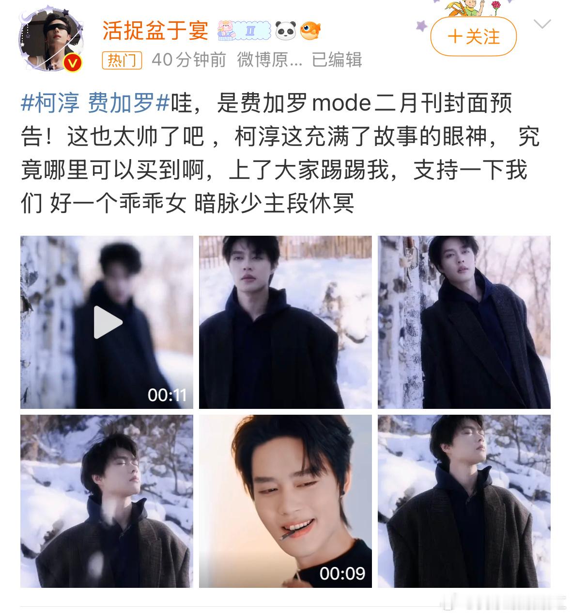 柯淳都拍费加罗了  