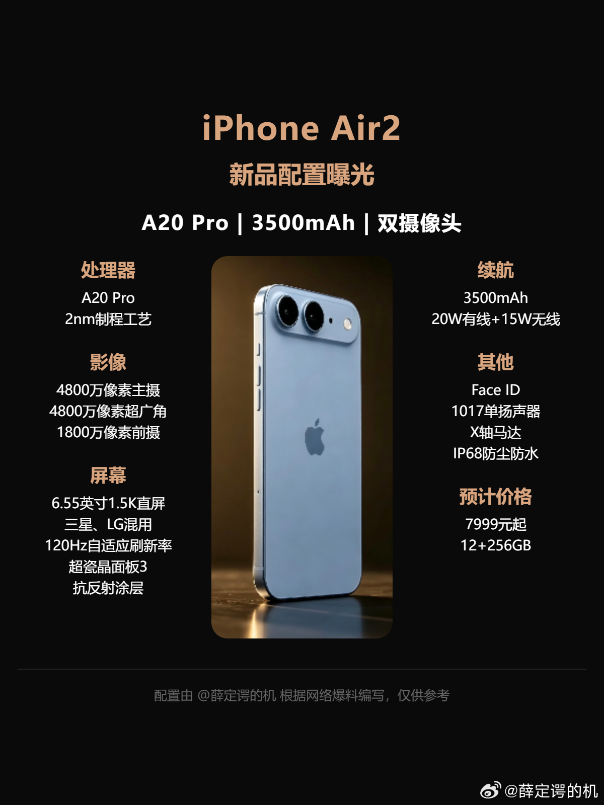 iPhone Air2大升级，一次性补齐初代所有短板iphone苹果手机