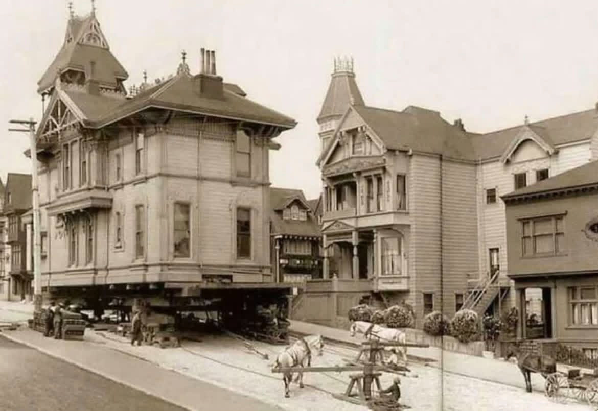 1908年旧金山市用马匹平移一栋房屋 历史知识 ​​​