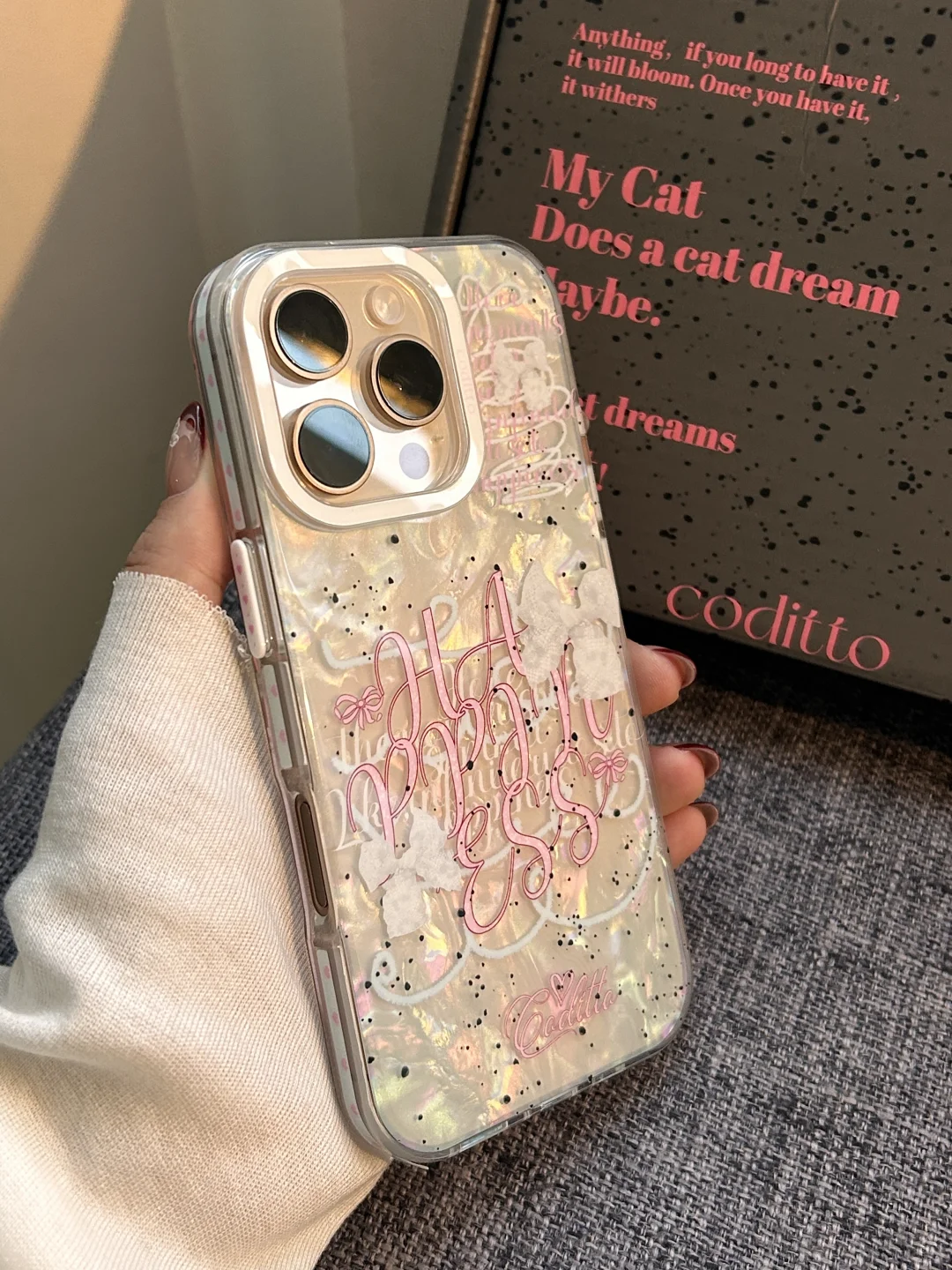 很喜欢高颜值贝壳纹手机壳！和沙漠金很配～