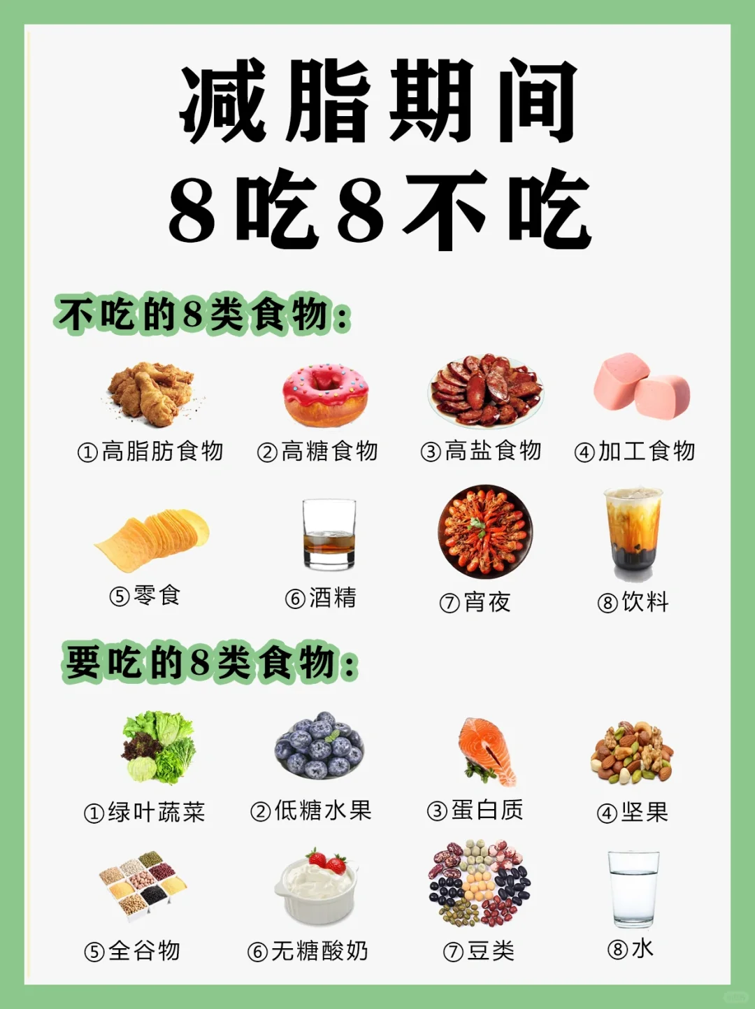 减脂期间8吃8不吃，食物红黑榜，吃对就能瘦