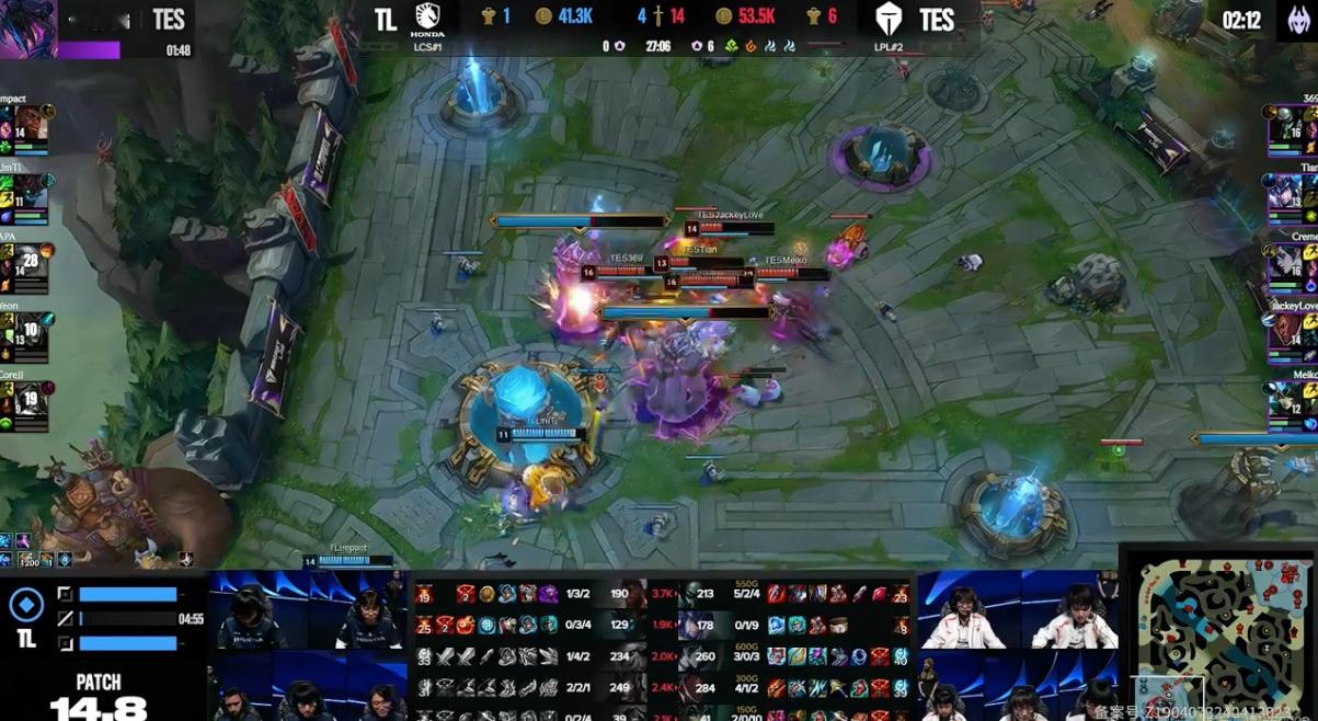TES 1-0 TL#韦晓宝的MSI[超话]# #TES对战TL# 前期换线，水