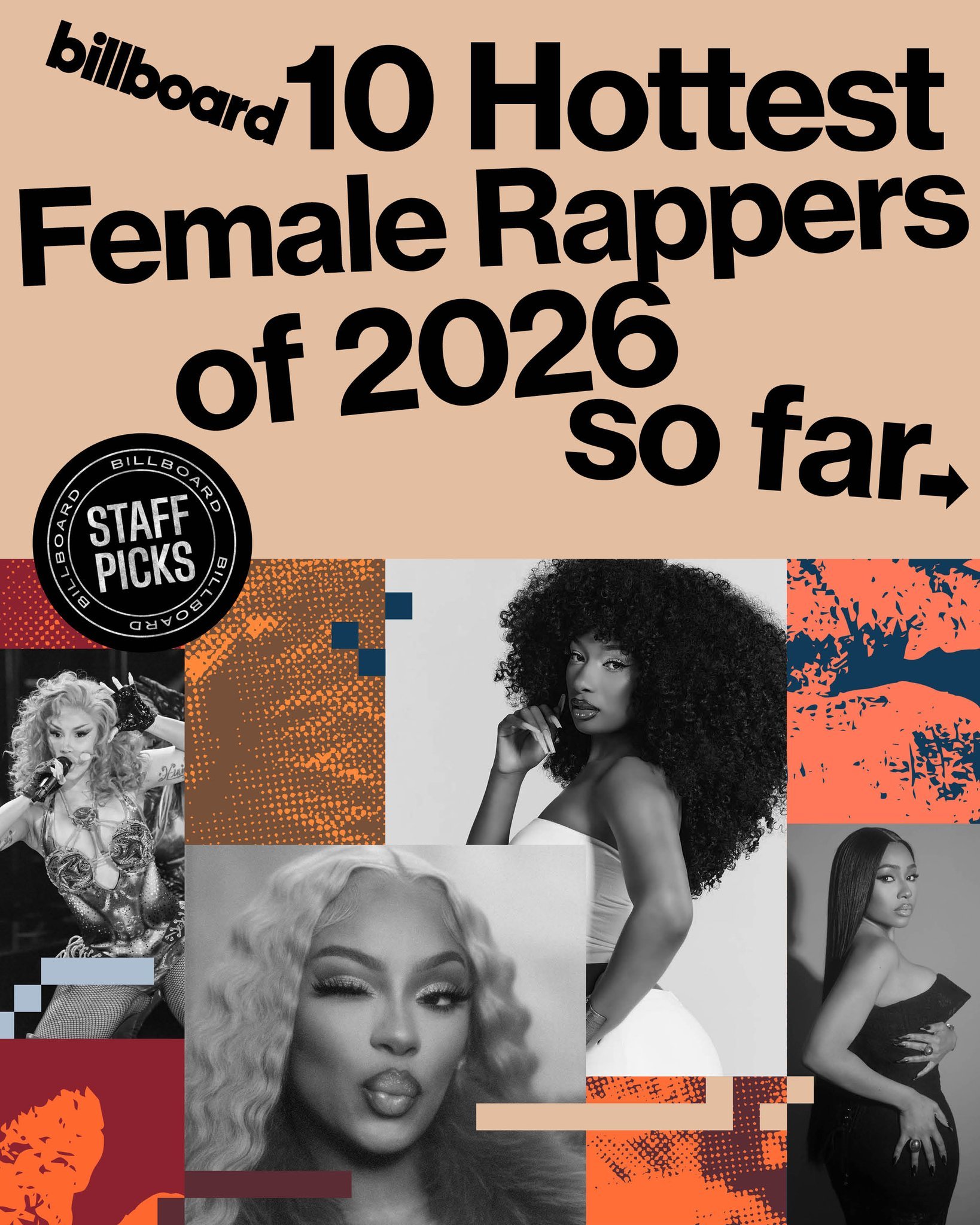 【📰】Billboard 编辑评出「2026上半年最红女说唱歌手Top10」：