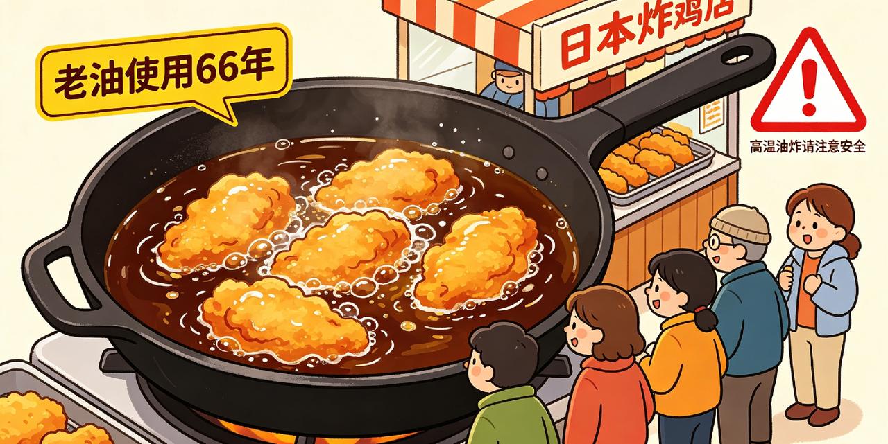 近日日本一家老牌炸鸡店爆火出圈，招牌卖点就是一锅油反复沿用66年。
店家声称每日