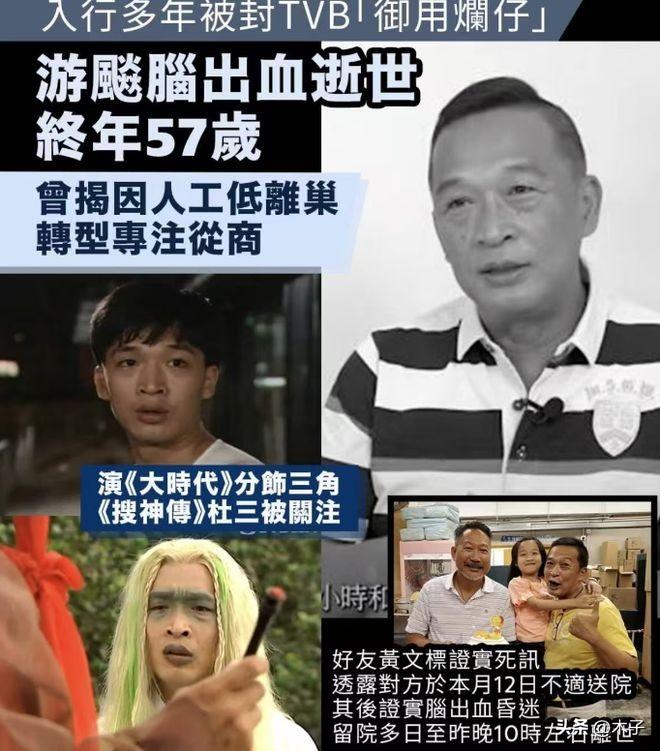57岁TVB演员游飚因病离世，你可能叫不出游飚的名字，但你一定在港剧里见过他的脸