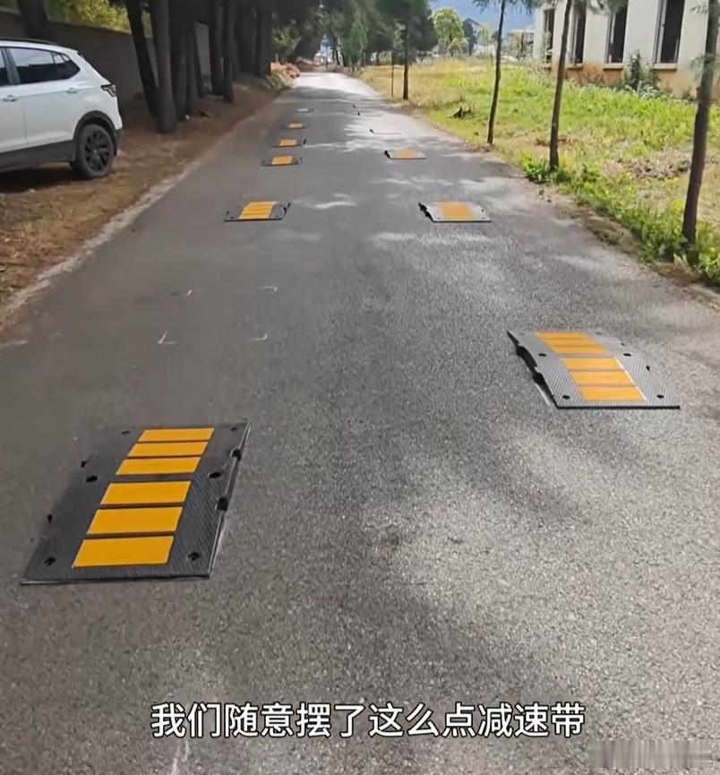 不知道哪来的图，但看到“随意摆了这么点减速带”真心绷不住了。。。咱要不先把地上的
