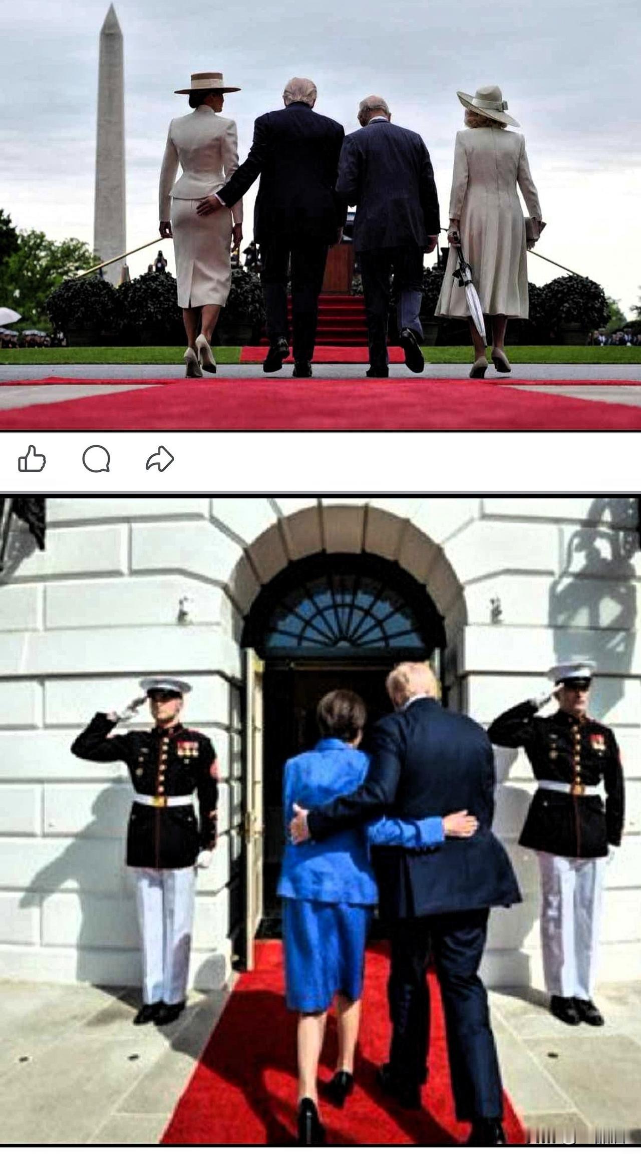 有网友发文，特朗普八十岁的一个习惯。大家看看，这样是显得亲切，还是一种社交礼仪？