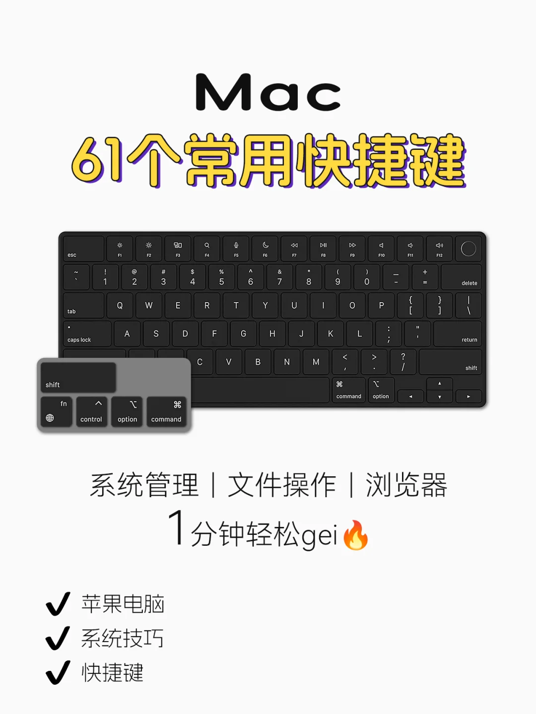 Mac新手必看🔥61个常用快捷键都整理好啦