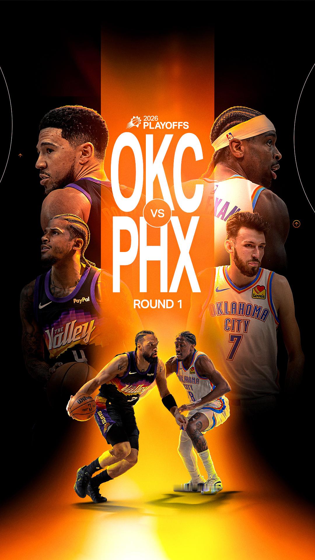 是的，再过一夜就要开始我们的季后赛征程了！相信相信的力量💜 🧡 雷霆vs太阳