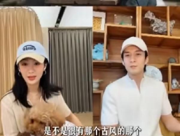 杨紫和韩东君开直播，韩东君向杨紫炫耀他背后的架子很有古风的感觉，因为上面摆满了各