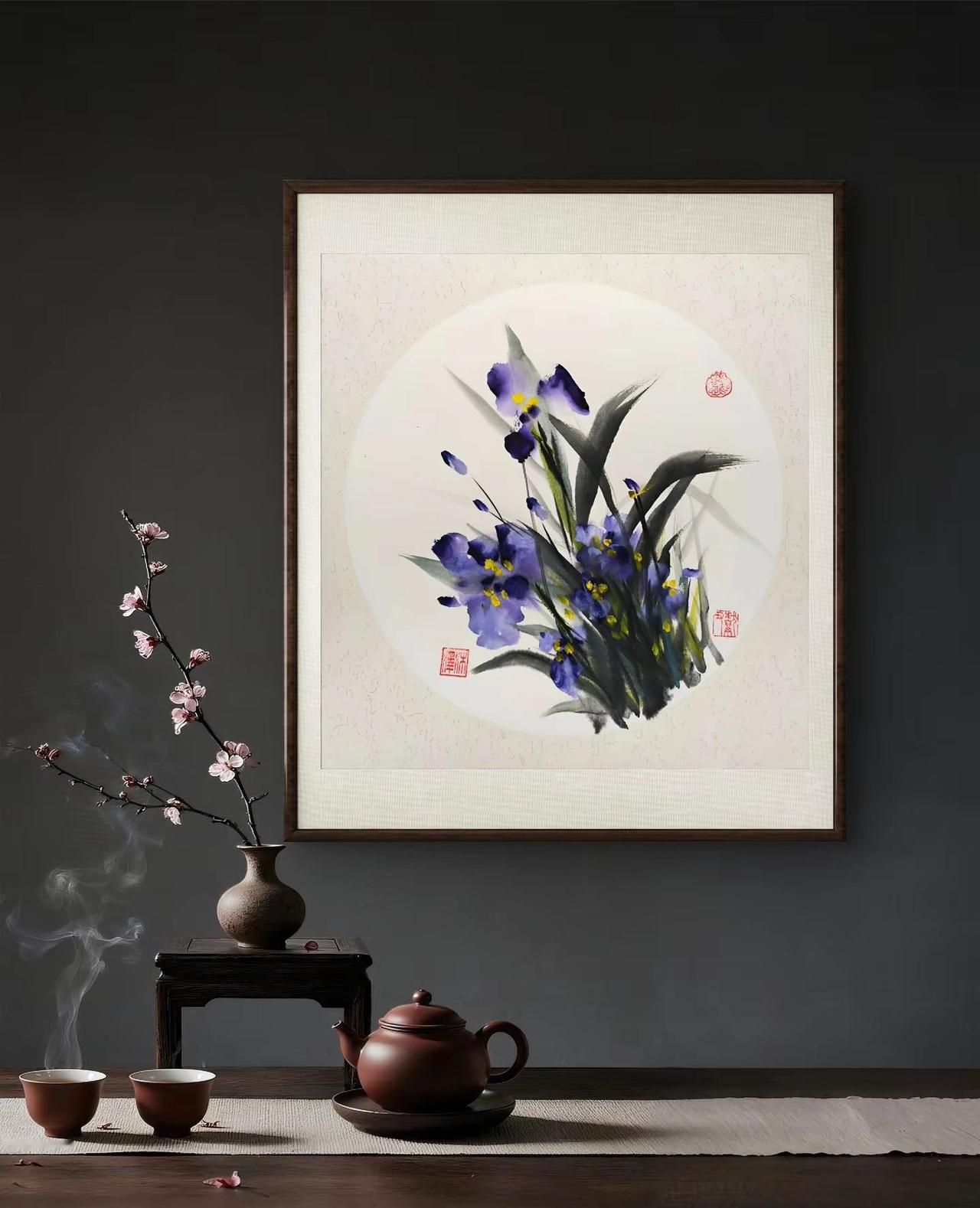 手绘国画作品 新中式国风装饰画 国画