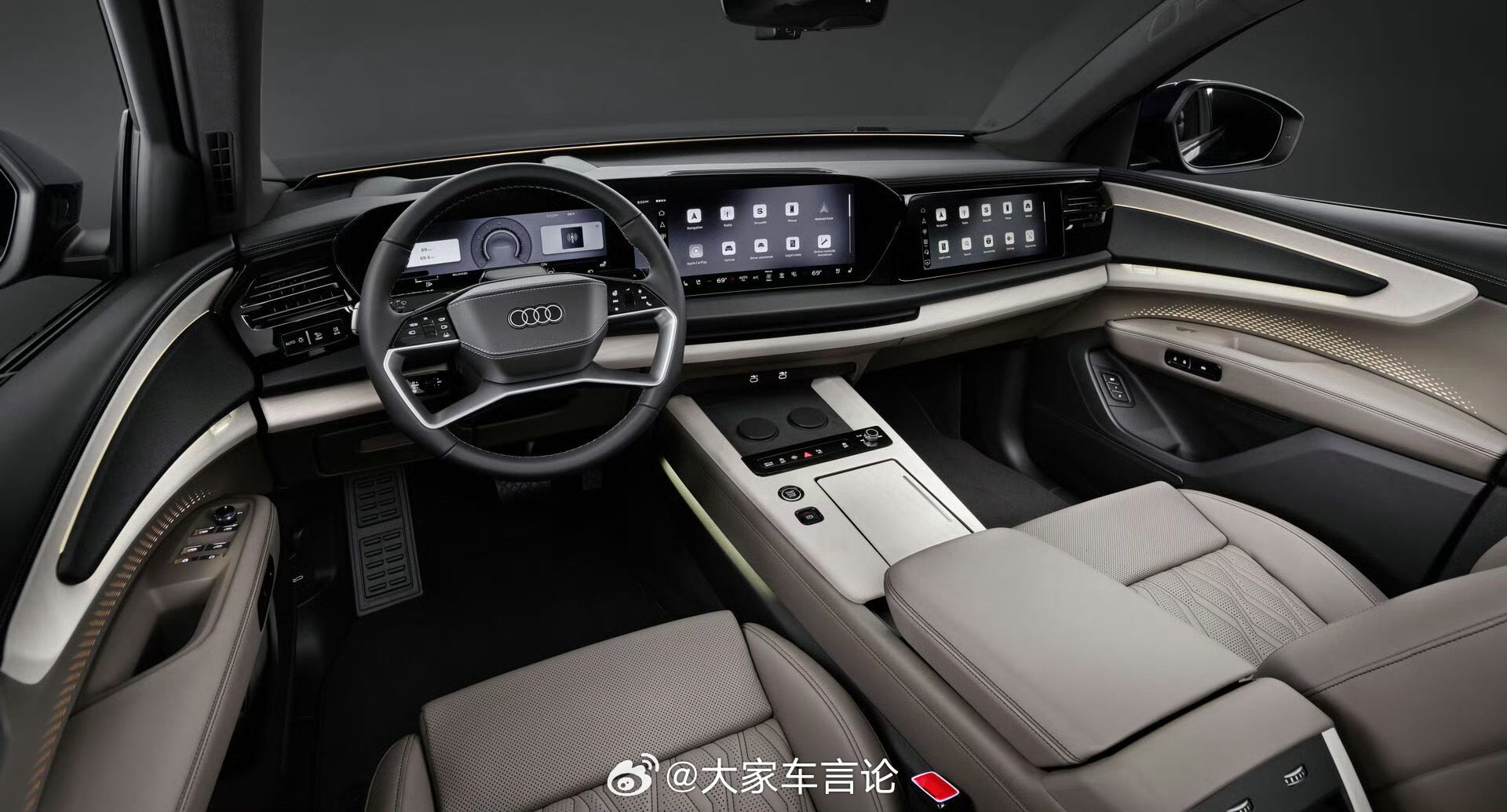 虽迟但到，奥迪Q9/SQ9亮相，首款全尺寸旗舰SUV。标配七座可选六座版，尺寸5