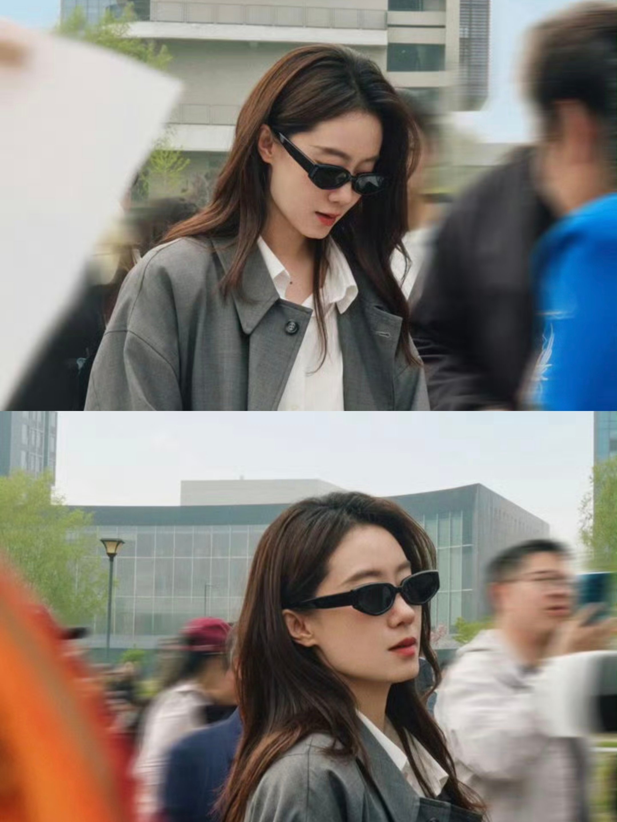路人偶遇张小斐感叹好帅啊张小斐0418北京电影学院活动路透真的又飒又美阿，一身灰
