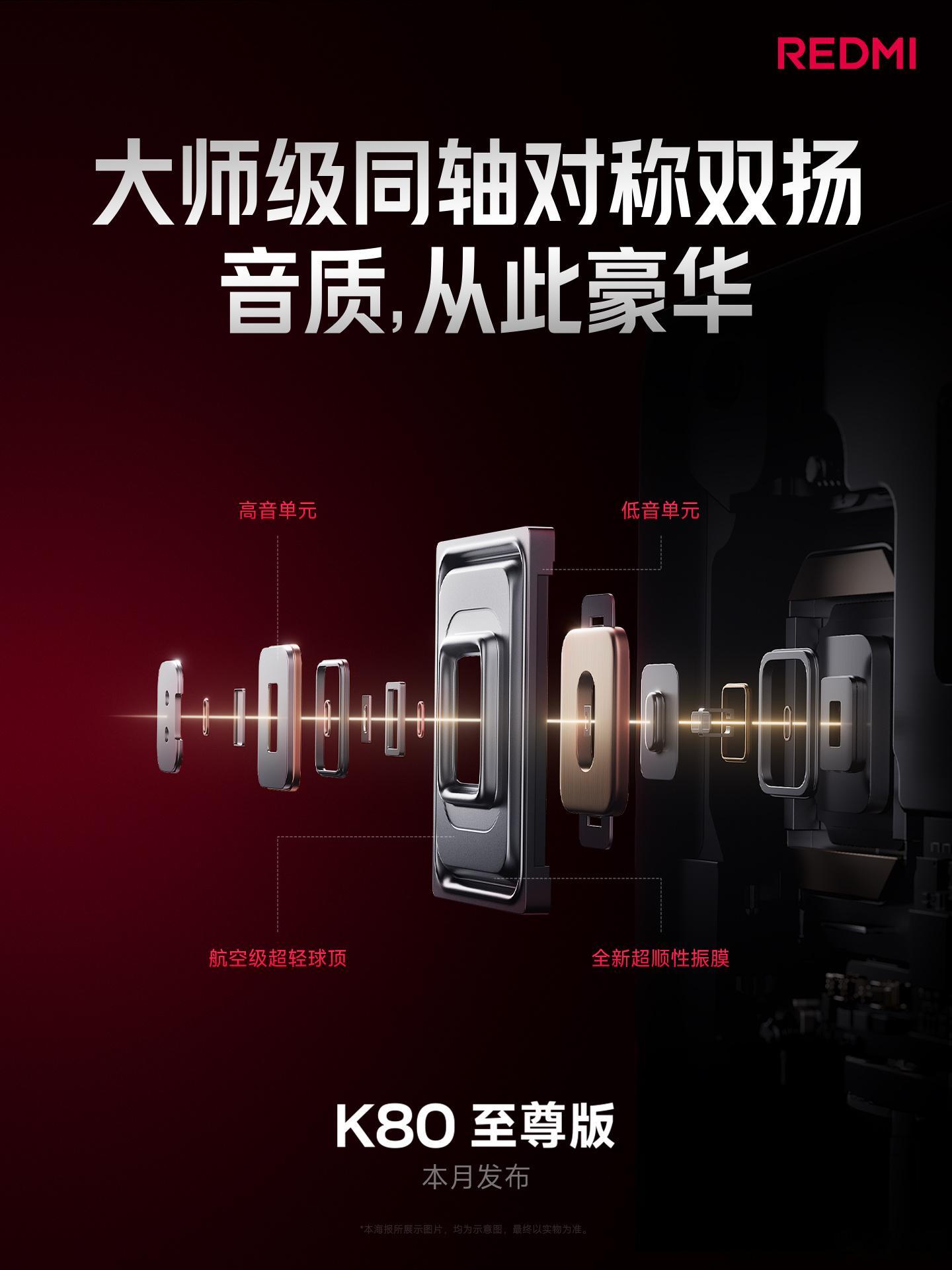 K80 至尊版，行业首款「大师级同轴对称双扬」创新结构：同轴高、低音双单元，全频