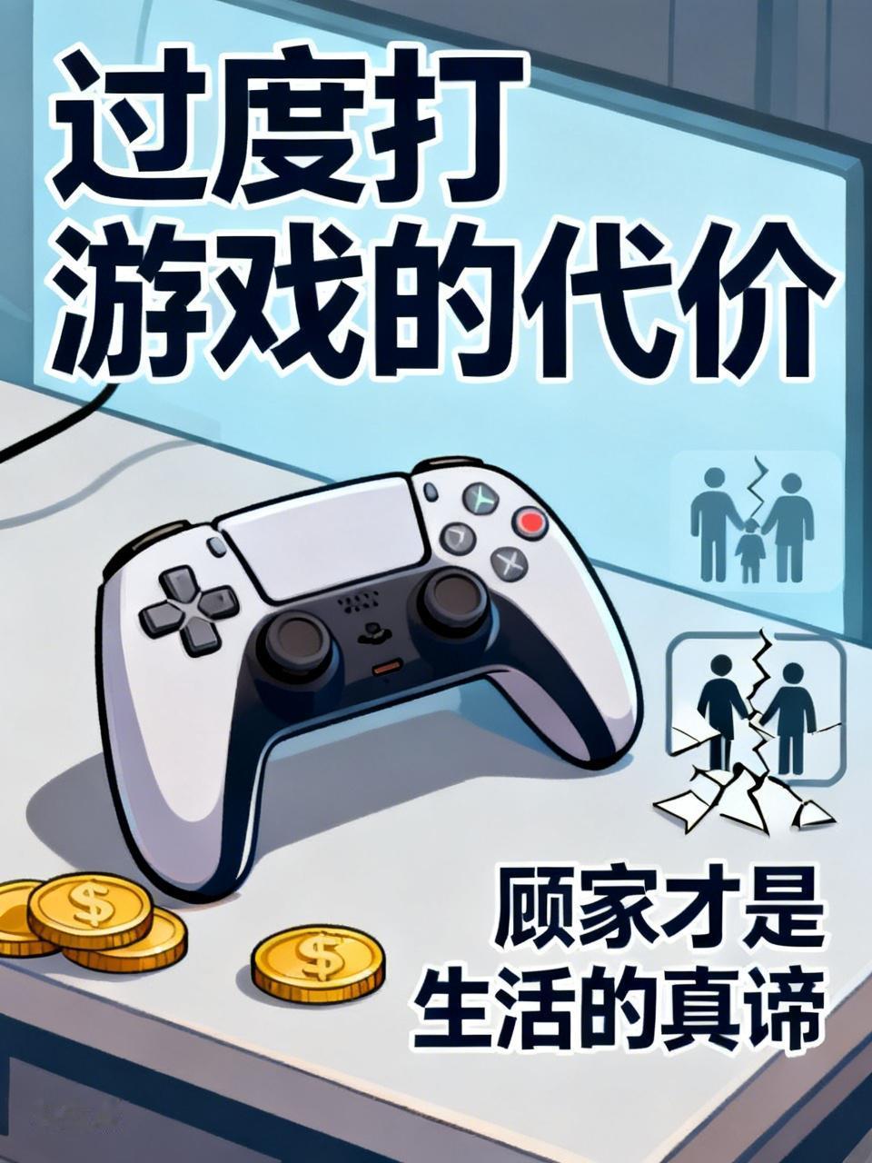 过度沉迷游戏会耗费大量时间，降低家庭生活质量。玩物容易丧志，生活离不开柴米油盐，