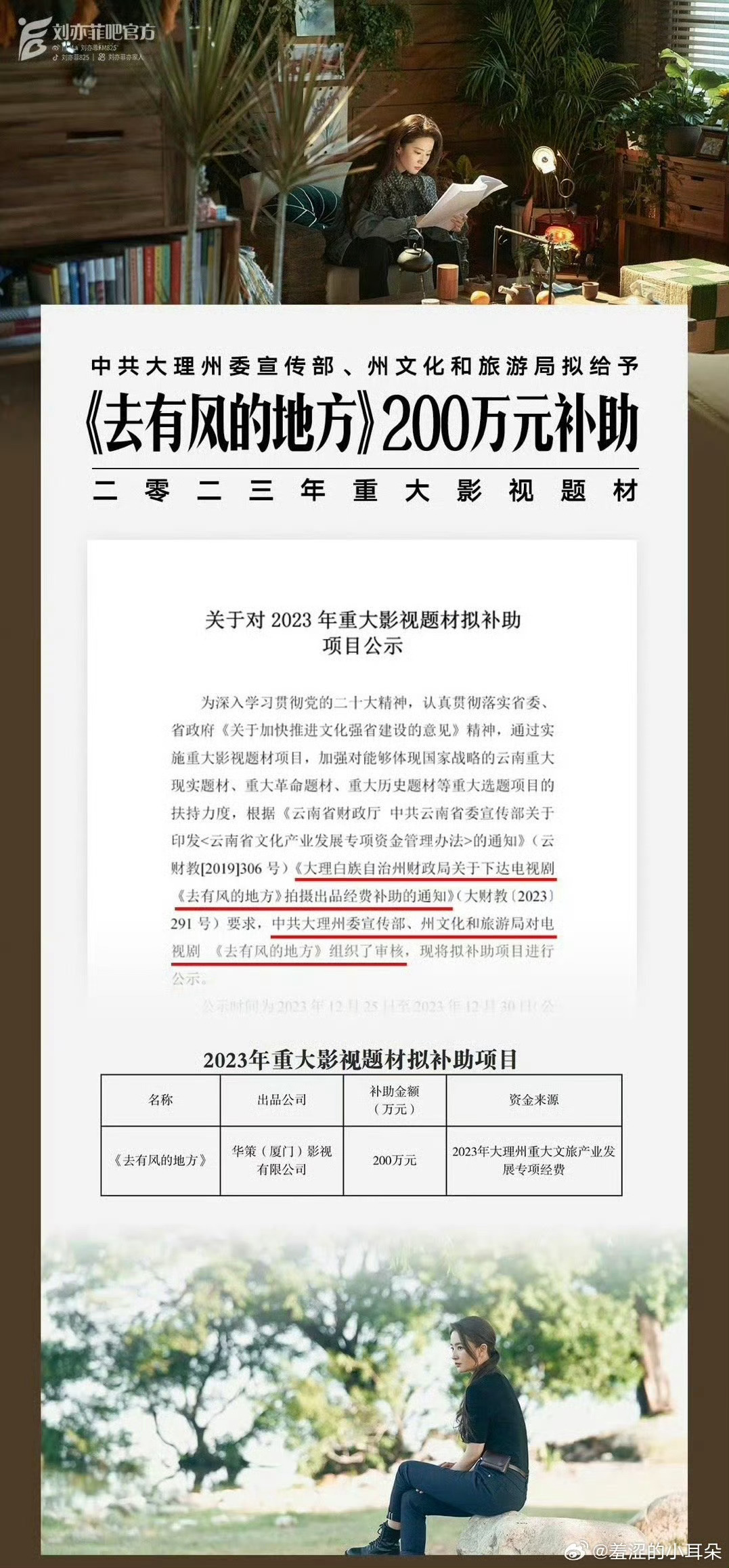 如果真的想宣传当地文旅，应该像《去有风的地方》那样免费宣传，靠剧火了带动当地经济