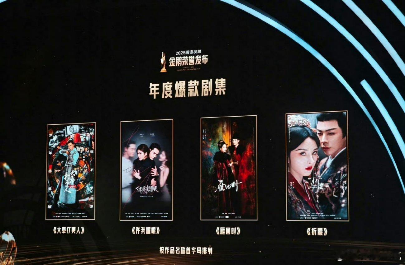 腾讯视频金鹅荣誉2025年度爆款剧集王鹤棣、田曦薇《大奉打更人》赵露思、陈伟霆《