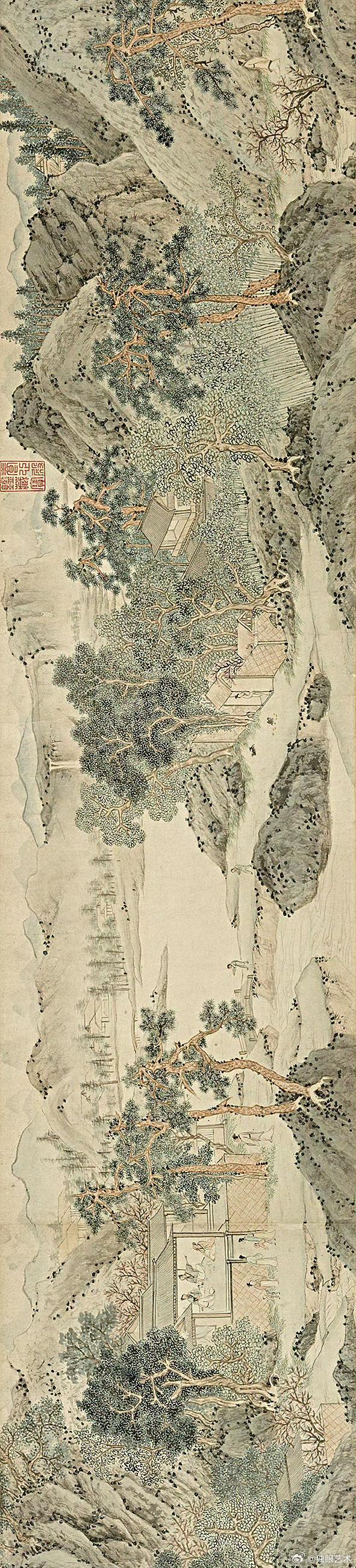 文徵明的《桃源问津图》藏于辽宁省博物馆，这幅画可太有看头了。文徵明可是明代的绘画