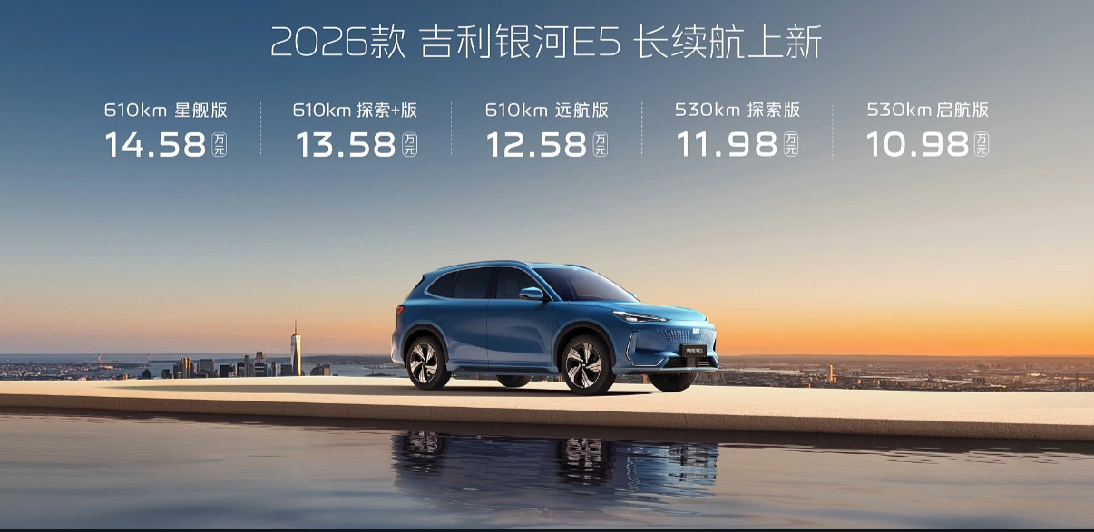 2026款吉利银河e5 跟去年价格一样，10.98万元起。续航全系提升，真·加量