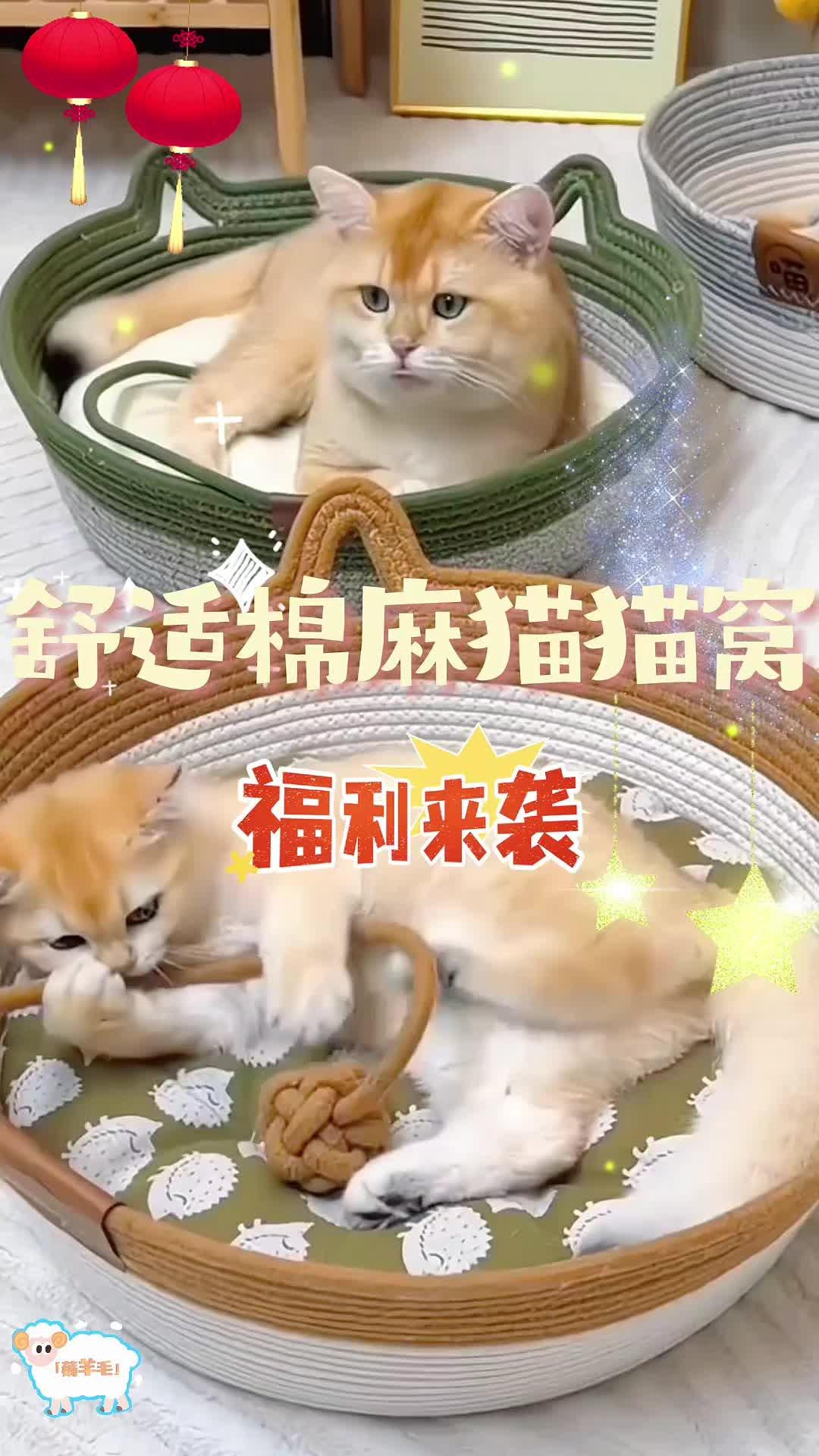 【厂家直销】舒适猫窝四季通用加大加高透气一体升级粗麻猫床猫咪