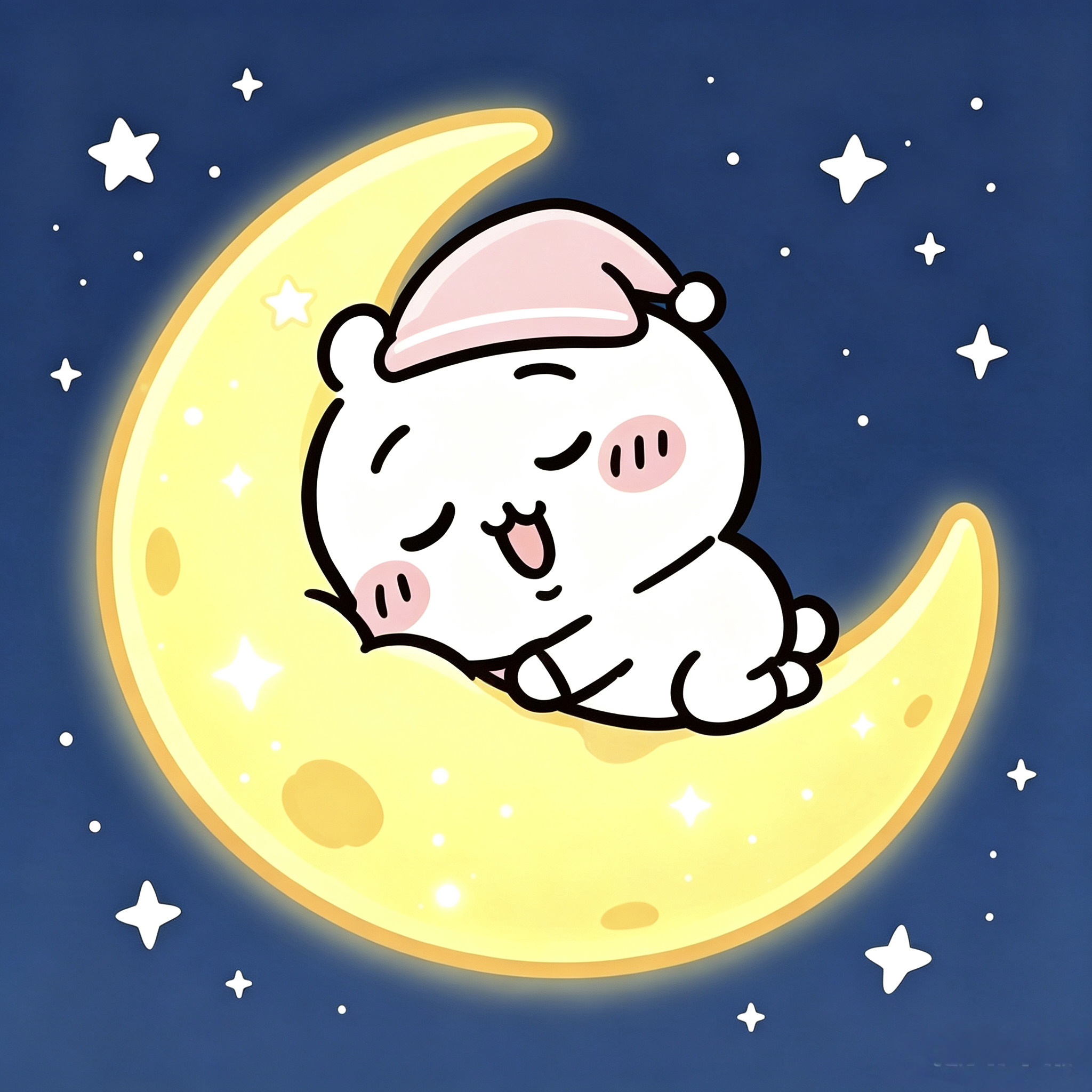 吉伊卡哇灵感共创夏日企画在星空下熟睡头像三只小家伙霸占月亮睡觉啦🌙晚风配星星，
