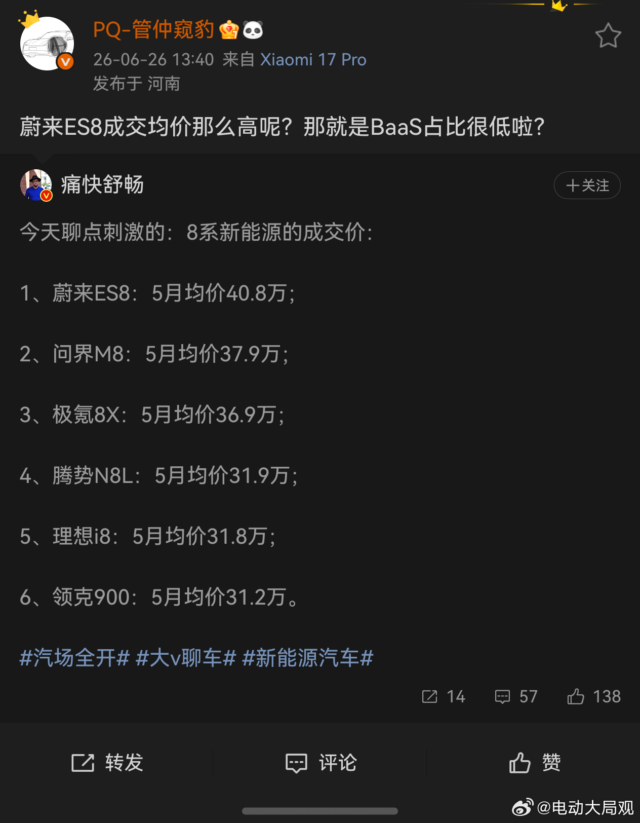 pq最严厉的教父   电动大局观观点不一般   蔚来汽车    大家知道哪些人最