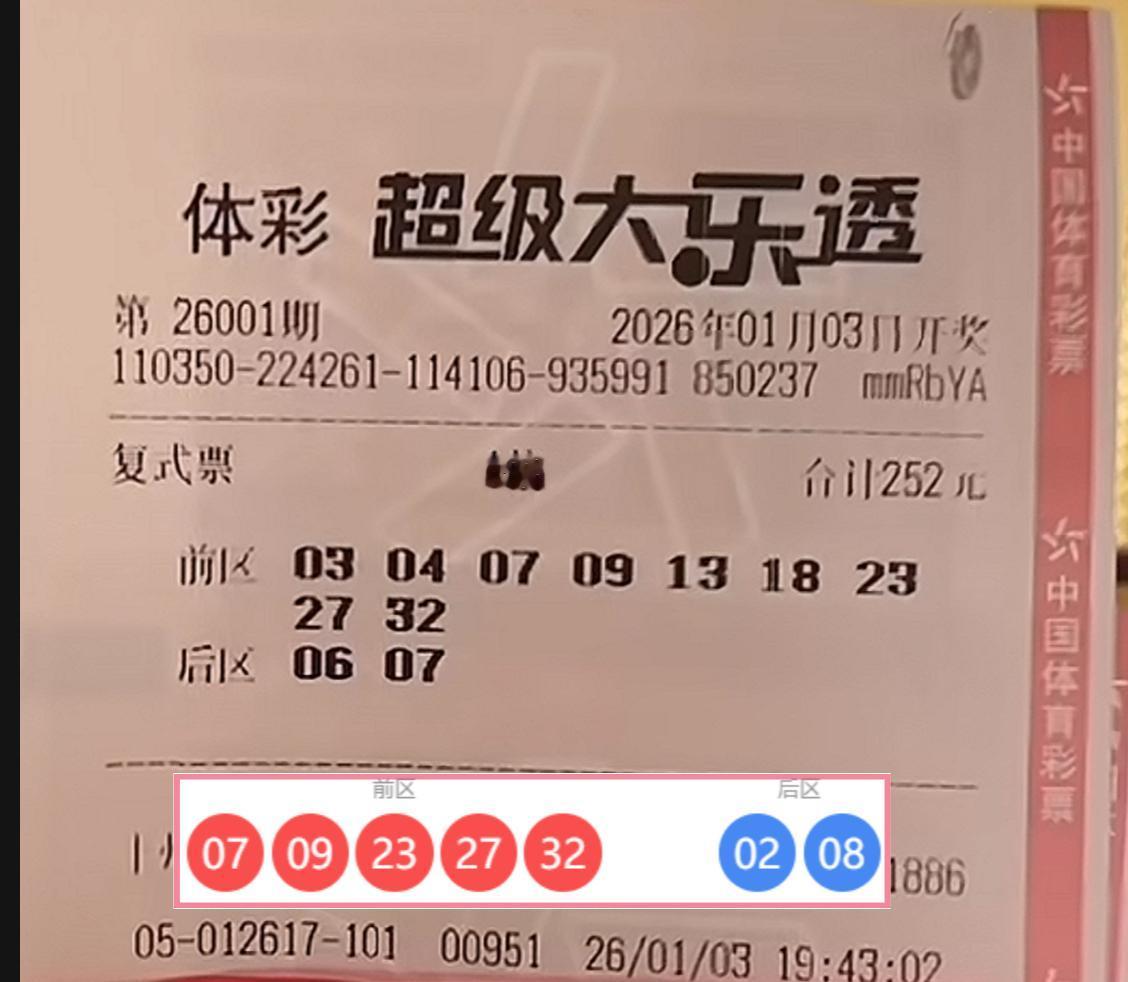 2026年第一期大乐透，就差两步，可惜了，中了5+0，有人说中了1万，有人说中了